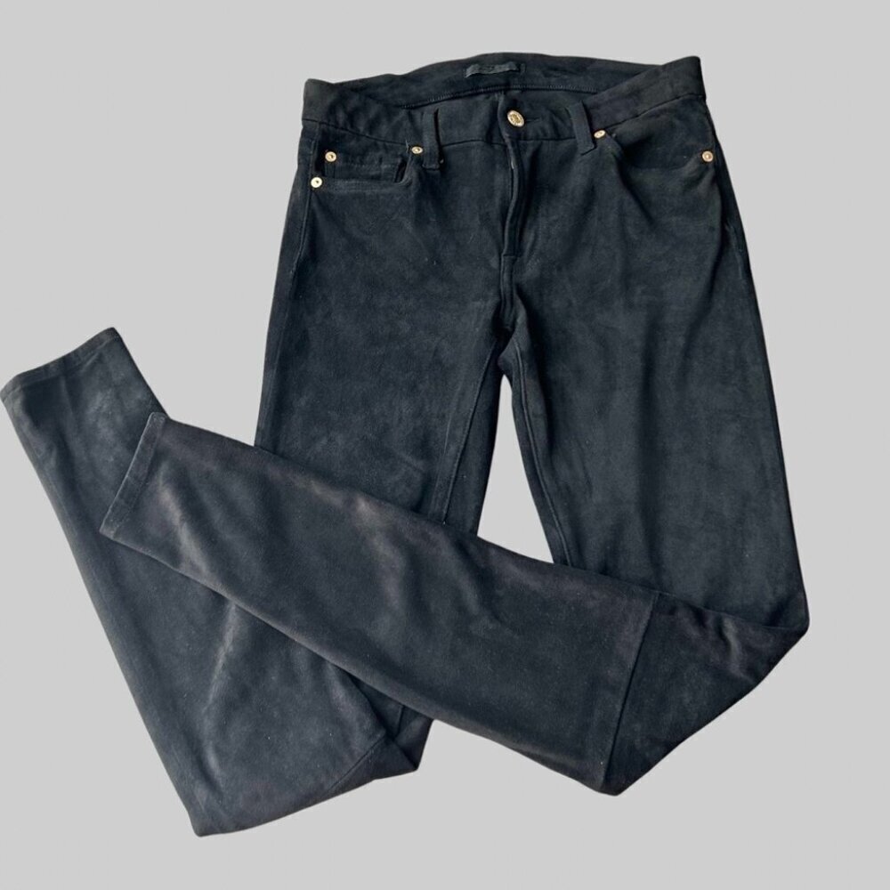 7 For All Mankind Gwenevere Faux Suede Ankle Jeans in Black